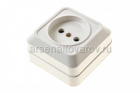 розетка одноместная открытая проводка Олимп 16 А без заземления белая (О0022) (КНР)
