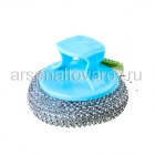 губка для посуды металлическая 75 мм с держателем (Рыжий кот) (SM-06)