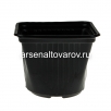 Горшок для рассады пластиковый 13*13*10,5 см 1000 мл квадратный мягкий черный (АК) 