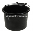 ведро строительное пластиковое 8 л с металлической ручкой с носиком черное Люкс (Вор)