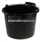 ведро строительное пластиковое 12 л с металлической ручкой с носиком черное Люкс (Вор)