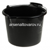 Ведро строительное пластиковое 12 л с металлической ручкой с носиком черное Люкс (Вор) 
