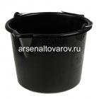 ведро строительное пластиковое 16 л с металлической ручкой с носиком черное Люкс (Вор)