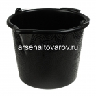 ведро строительное пластиковое 20 л с металлической ручкой с носиком черное Люкс (Вор)