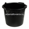 Ведро строительное пластиковое 20 л с металлической ручкой с носиком черное Люкс (Вор) 