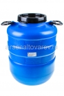 бочка пластиковая 40 л для пищевых диаметр горла 195 мм круглая с навесными ручками синяя с черной крышкой (Ижевск)