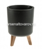 Кашпо для цветов пластиковое 11/15 л 25*39,5 см со вставкой и с автополивом на ножках графитовое Флориан (М 3157) (Идея) 