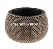 Кашпо для цветов пластиковое 2,3 л 24*16,1 см со вставкой серо-коричневое Лейс (572) (Эльфпласт)
