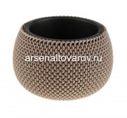 Кашпо подвесное пластиковое 2,3 л 24*16,1 см серо-коричневое Лейс (574) (Эльфпласт)