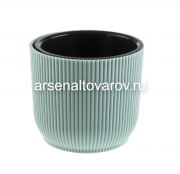 Кашпо для цветов пластиковое 8,5 л 26*22,7 см со вставкой серо-голубое Линия (659) (Эльфпласт)