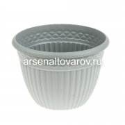 Кашпо для цветов пластиковое 3 л 20,5*14,3 см с поддоном серый жемчуг Византия (КШ-4471) (ВМС)