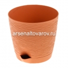 кашпо для цветов пластиковое 1,5 л 14*13,5 см с поддоном карамельное Блюз (КШ-9143) (BMC)