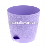 Кашпо для цветов пластиковое 1,5 л 14*13,5 см с поддоном лаванда Блюз (КШ-8631) (BMC)
