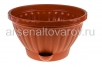 Кашпо для цветов пластиковое  2,5 л 22*13 см с поддоном коричневое Мирабель (М5923) (Башкирия) 
