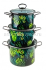 набор посуды эмалированный 3 предмета (2,4 л + 3,4 л + 5 л) Тропическая ночь-5-1-Элит (Керчь)
