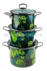 Набор посуды эмалированный 3 предмета (2,4 л + 3,4 л + 5 л) Тропическая ночь-5-1-Элит (Керчь)