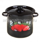 кастрюля эмалированная 5,5 л (С1617.36) черная с рисунком (Сибирские товары)