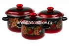 набор посуды эмалированный 3 предмета (2 л +3 л + 4 л) N15L05 Рябинка 15 (Сибирские товары)