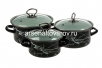 Набор посуды эмалированный 3 предмета (1 + 1,5 л + 2,3 л) Черный мрамор-1-Экстра стиль (Керчь)