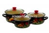 Набор посуды эмалированный 3 предмета (1,5 л + 2,3 л + 3 л) Грациозный-Экстра (Керчь)