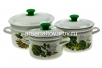 Набор посуды эмалированный 3 предмета (2 л + 3 л + 5 л) Зеленые овощи-1 белый (Керчь)