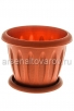 Кашпо для цветов пластиковое  0,9 л 14*11 см с поддоном коричневое Фелиция (С102Т) (Мартика) 
