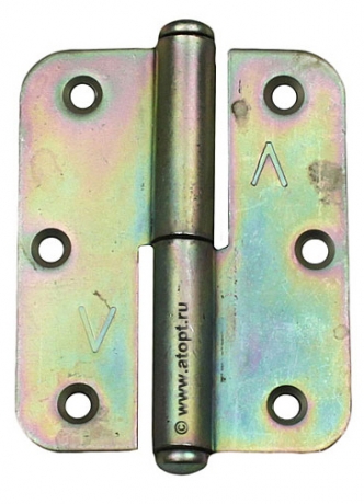петля дверная накладная 85 мм анодированная оцинкованная желтая левая (Кунгур)