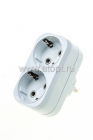 разветвитель электрический 2 гнезда 16 А с заземлением плоский Универсал (КНР) (А302)